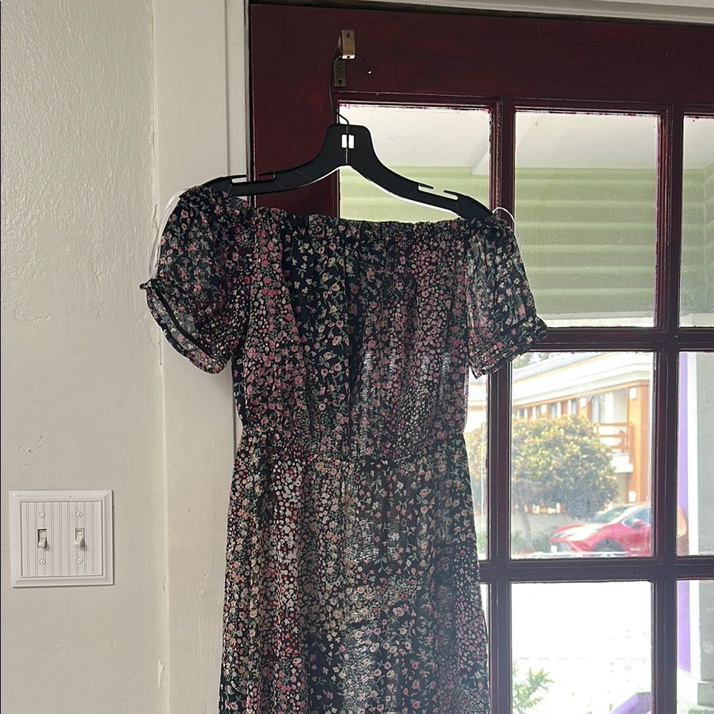 Lulu's navy floral off the shoulder dress